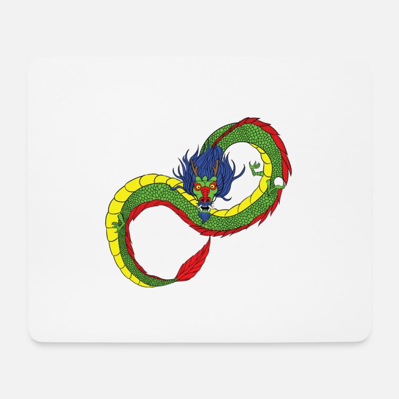 Drachen - Unendlichkeit - chinesischer Drache - Mousepad (Querformat) - Weiß