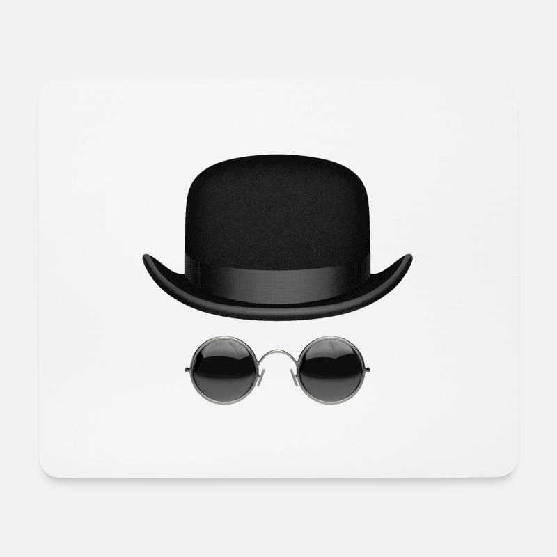 Hut und Brille - Mousepad (Querformat) - Weiß