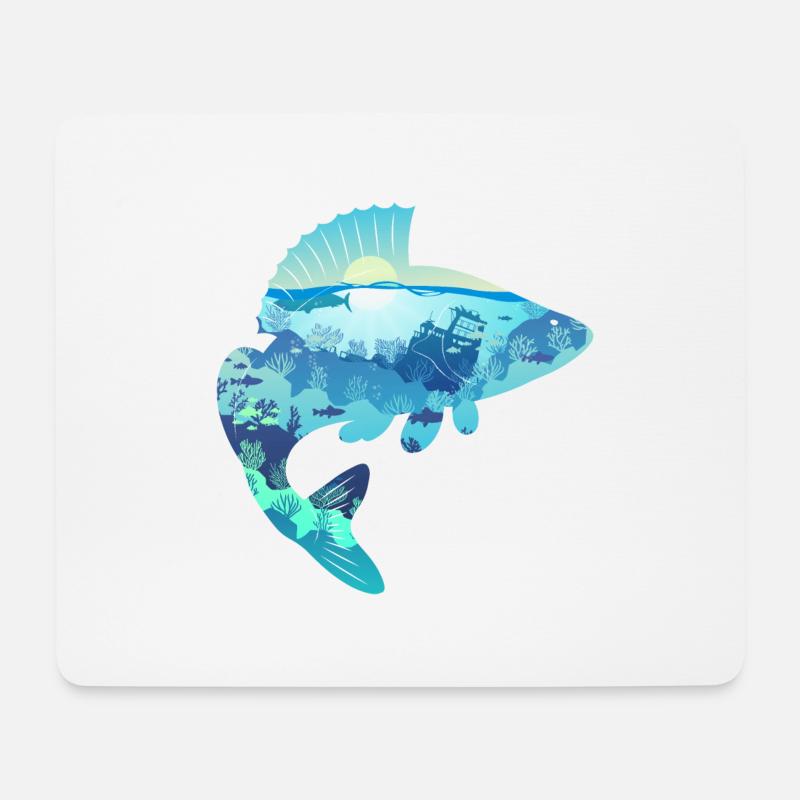 Barsch Perch Bass - Mousepad (Querformat) - Weiß