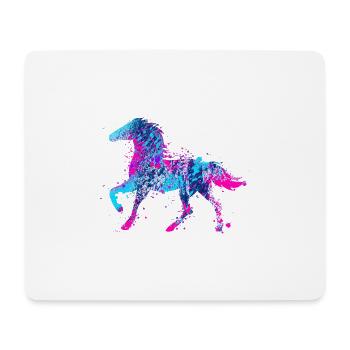 Pferd Wasserfarbe Rosa Blau - Mousepad (Querformat) - Weiß - Vorne