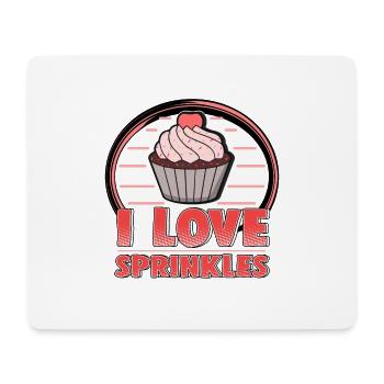 Schönes Cupcake/ Muffin Shirt "I love sprinkles" - Mousepad (Querformat) - Weiß - Vorne