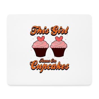 Beautiful cupcake / muffin shirt "This girl runs on c - Mouse Pad (horizontal) - white - Front