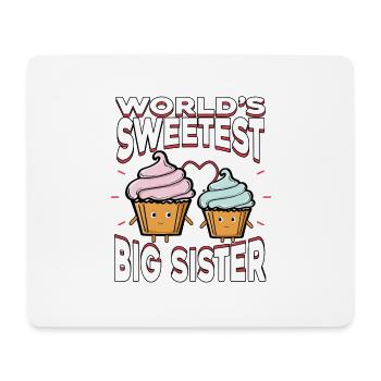 Cupcake / Muffin "world's sweetest big sister" - Mouse Pad (horizontal) - white - Front
