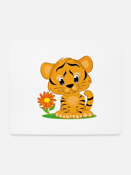 Baby tiger flower kids logo - Mouse Pad (horizontal) - white