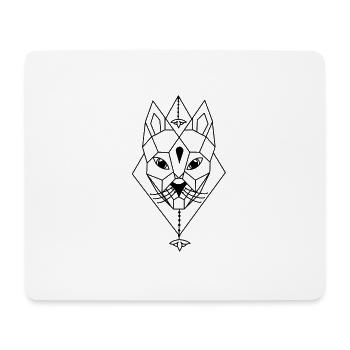 Eine Katze als Geometrie gezeichnet - Mousepad (Querformat) - Weiß - Vorne