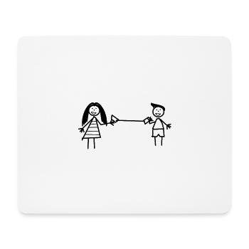 Jeune fille, jouer, amitié, étain, téléphone - Tapis de souris (format paysage) - blanc - Devant