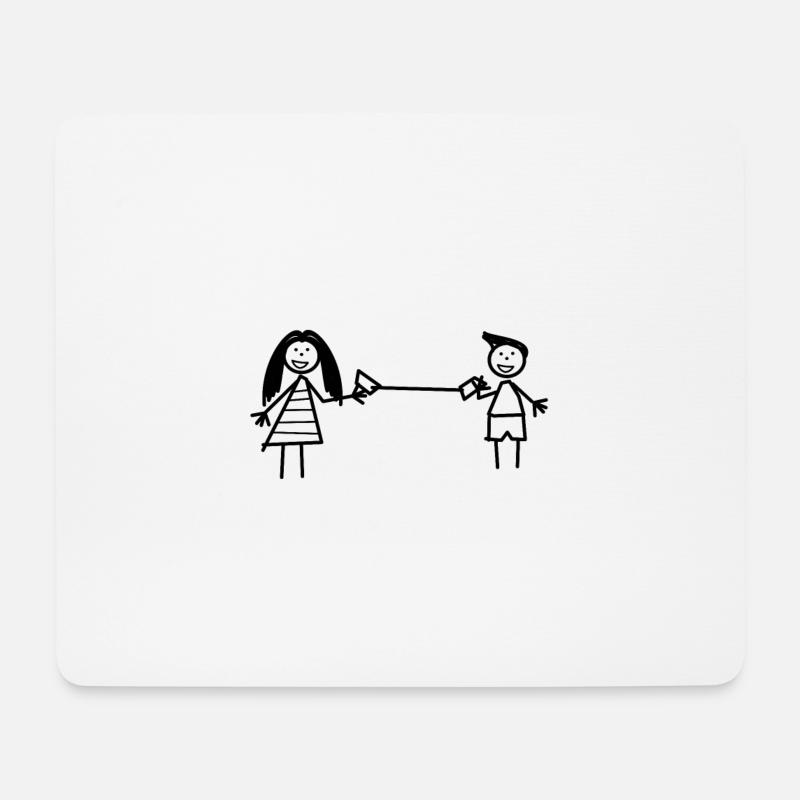 Junge Mädchen Spielen Freundschaft Blechtelefon - Mousepad (Querformat) - Weiß