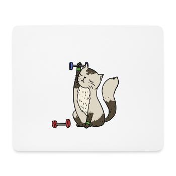 Katze beim Sport - Mousepad (Querformat) - Weiß - Vorne