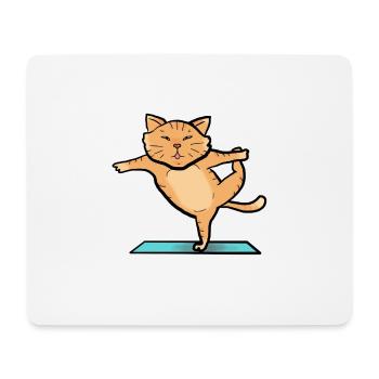Katze beim Sport - Mousepad (Querformat) - Weiß - Vorne