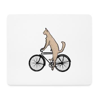 Katze auf dem Fahrrad - Mousepad (Querformat) - Weiß - Vorne