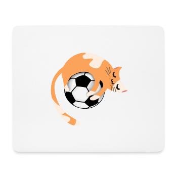Katze mit Fußball - Mousepad (Querformat) - Weiß - Vorne
