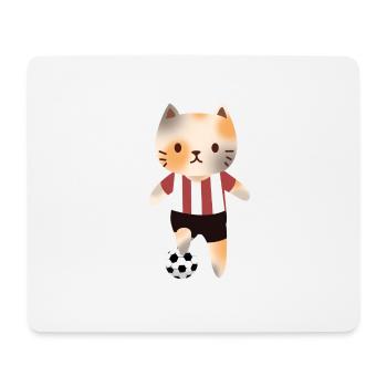 Katze mit Fußball - Mousepad (Querformat) - Weiß - Vorne