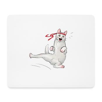 Katze beim Karate - Mousepad (Querformat) - Weiß - Vorne
