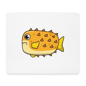 Puffer poisson cadeau poisson mer eau dessin animé - Tapis de souris (format paysage) - blanc - Devant