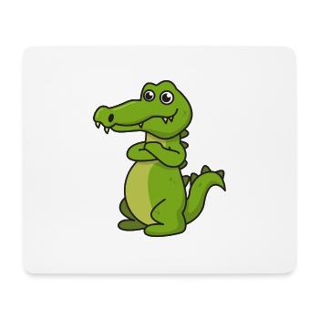 Crocodile cartoon gift crocodile kid lizard animal Nile - Mouse Pad (horizontal) - white - Front