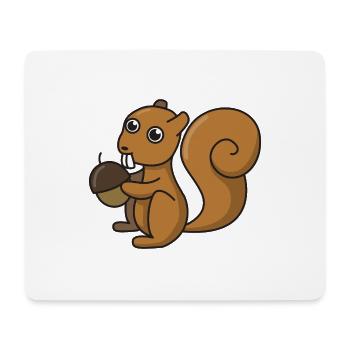 Écureuil, dessin animé, cadeau, écrou, forêt, animaux, enfants - Tapis de souris (format paysage) - blanc - Devant