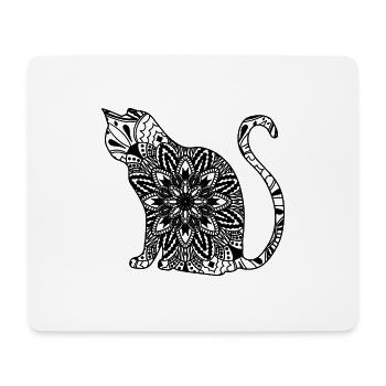 Chat Méditation Mandala Spirituel henna yoga - Tapis de souris (format paysage) - blanc - Devant