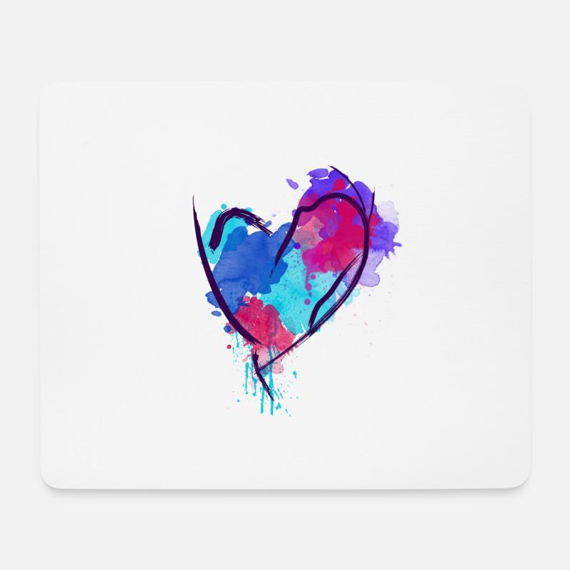 Herz Wasserfarbe gezeichnet - Mousepad (Querformat) - Weiß