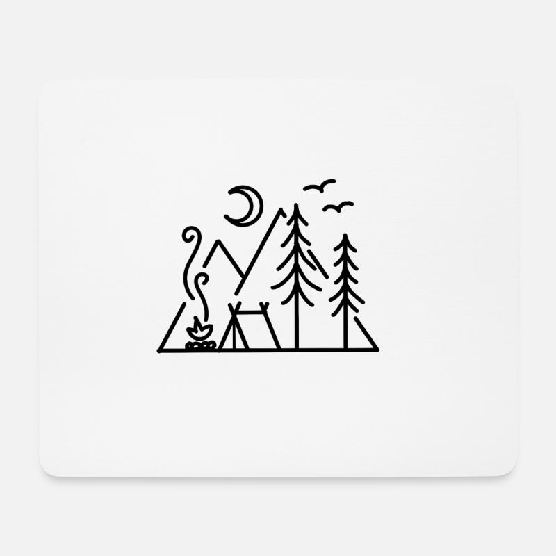 Natur Wald Camping - Mousepad (Querformat) - Weiß