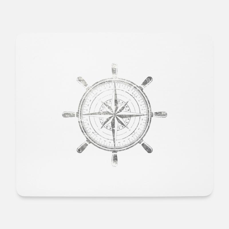 Kompass Grunge - Mousepad (Querformat) - Weiß