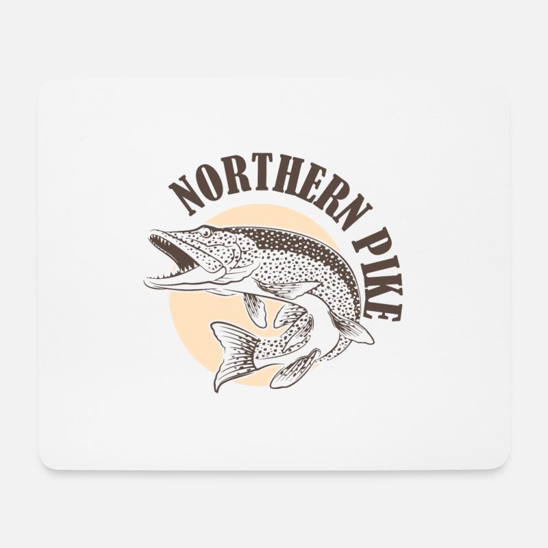 Hecht Raubfisch Esocidae Angeln Angler Fisch - Mousepad (Querformat) - Weiß