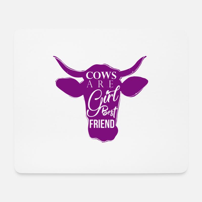 Cows are girl best friend - Mousepad (Querformat) - Weiß