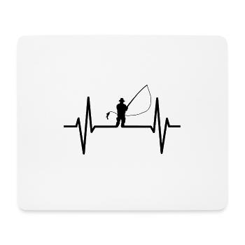 Angler Shirt - Angeln Fischen Geschenk Herzschlag - Mousepad (Querformat) - Weiß - Vorne