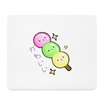 Kawaii Hanami Dango boulettes de riz en rouge vert jaune - Tapis de souris (format paysage) - blanc - Devant