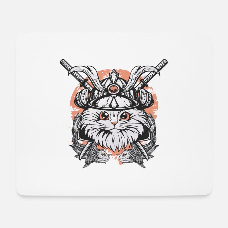 Kampfkatze Koi - Mousepad (Querformat) - Weiß