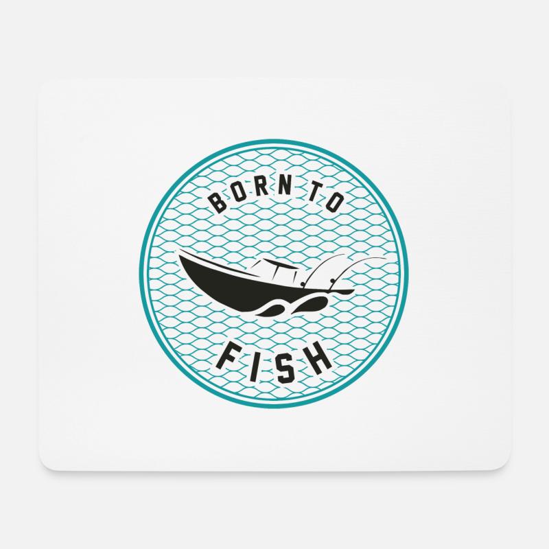 Born to fish - Geboren zum fischen - Mousepad (Querformat) - Weiß