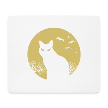 halloween chat lune - Tapis de souris (format paysage) - blanc - Devant