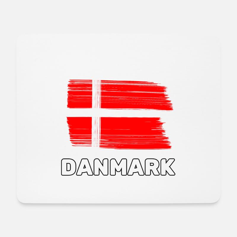 Dänemark mit Nationalflagge - Mousepad (Querformat) - Weiß