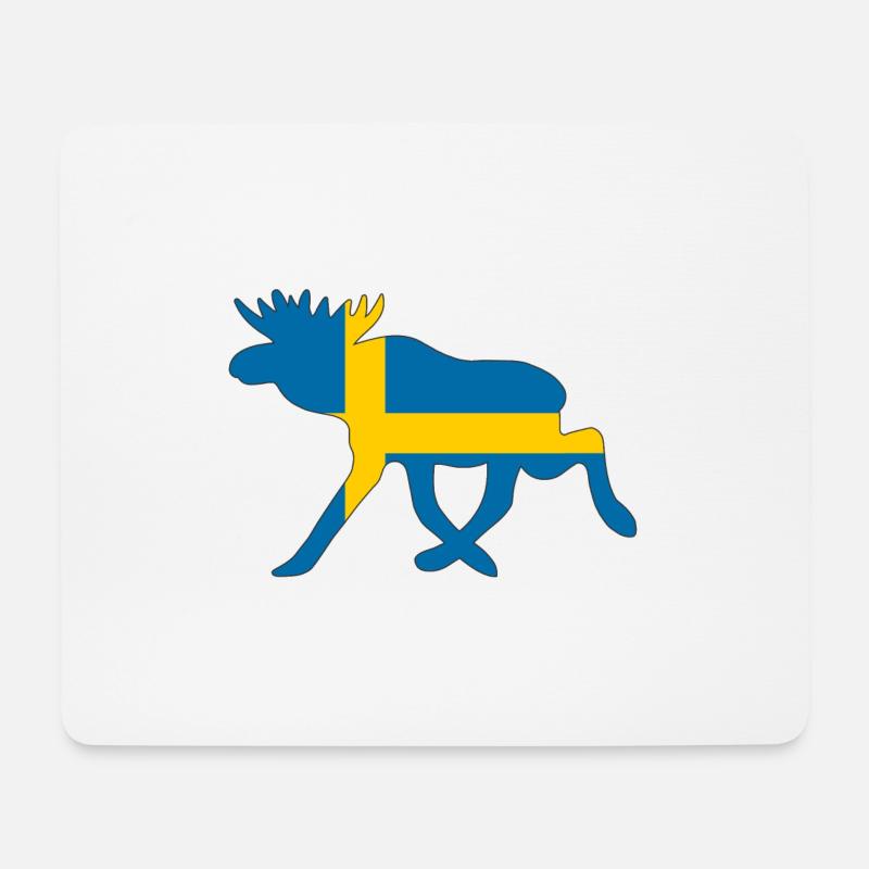 Schweden / Elche Flagge - Geschenk für den Urlaub - Mousepad (Querformat) - Weiß