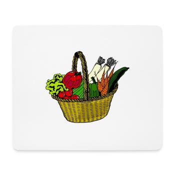 Korb einkauf markt frau gemüse gesund küche vegi - Mousepad (Querformat) - Weiß - Vorne