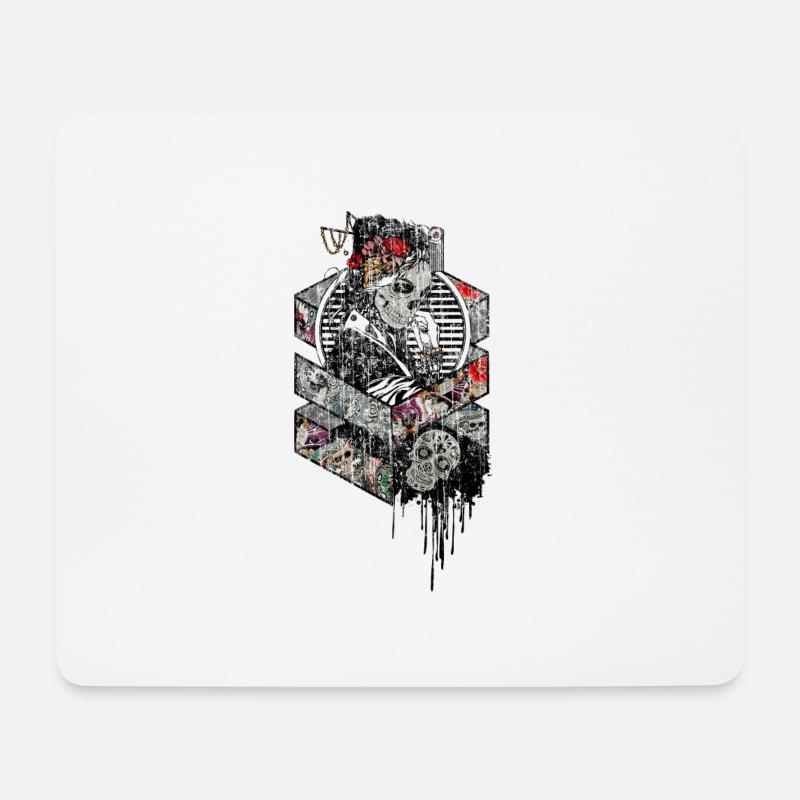 Geisha skeleton bone used look - Mouse Pad (horizontal) - white