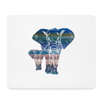 Colorful elephant family - Mouse Pad (horizontal) - white - Front