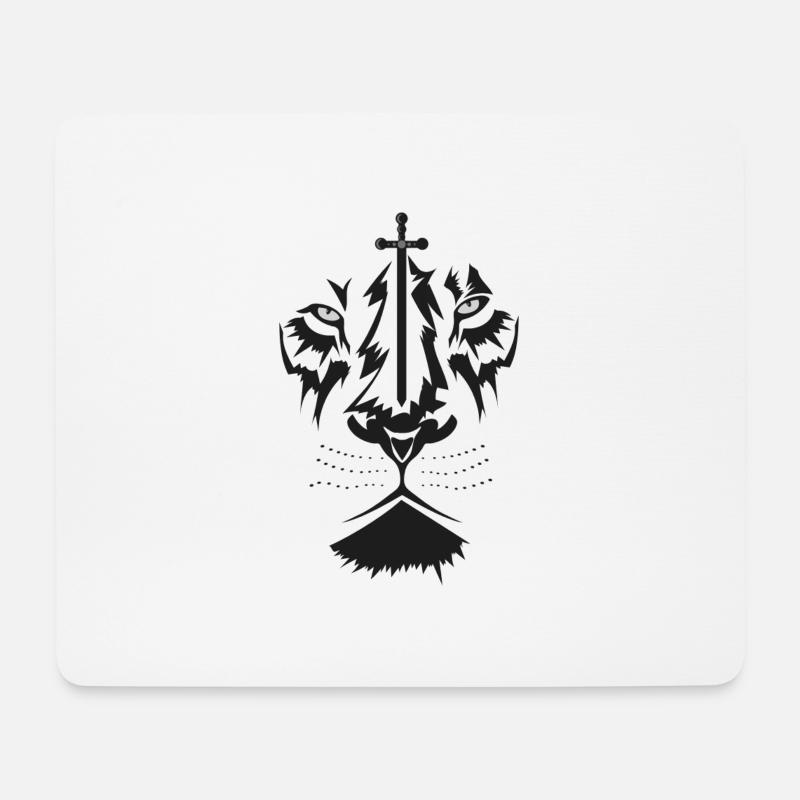 Löwenkopf mit Schwert! Geschenk Löwe Idee - Mousepad (Querformat) - Weiß