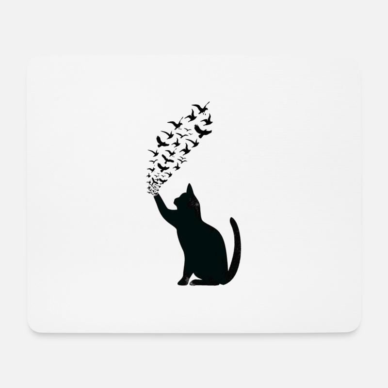 Black cat - Mouse Pad (horizontal) - white