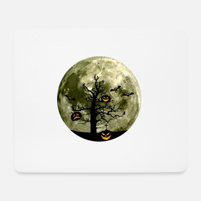 Scary evil shadow pumpkin tree moon bat - Mouse Pad (horizontal) - white
