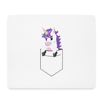 cute unicorn in pocket, shirt pocket printed - Mouse Pad (horizontal) - white - Front