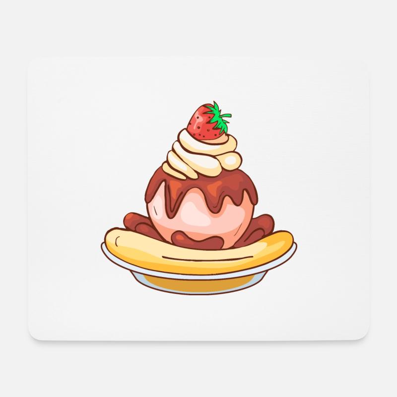 Eis Speiseeis Eiskrem Eiscreme Kugeleis Eisbecher - Mousepad (Querformat) - Weiß