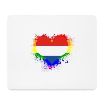 Drapeau de l'arc-en-ciel Coeur Pays-Bas GayPride - Tapis de souris (format paysage) - blanc - Devant