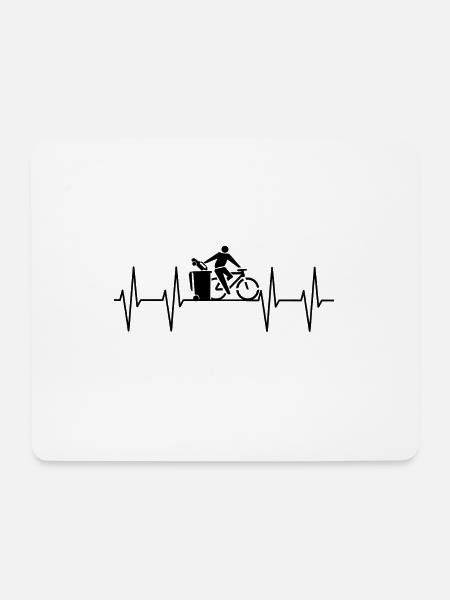 Herzschlag Herzfrequenz Puls Fahrrad Motiv - Mousepad (Querformat) - Weiß