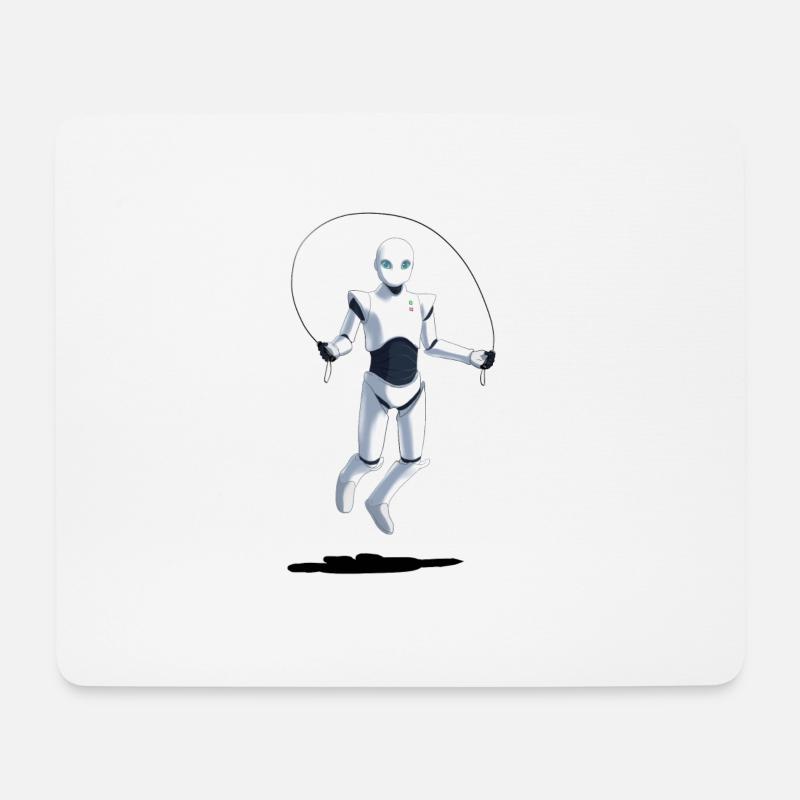 Roboter der Seilspringt - Mousepad (Querformat) - Weiß