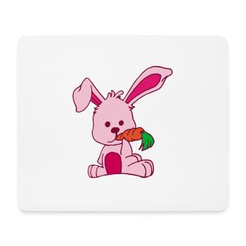 Flach Design Kaninchen liebt Karotte rosa süss - Mousepad (Querformat) - Weiß - Vorne
