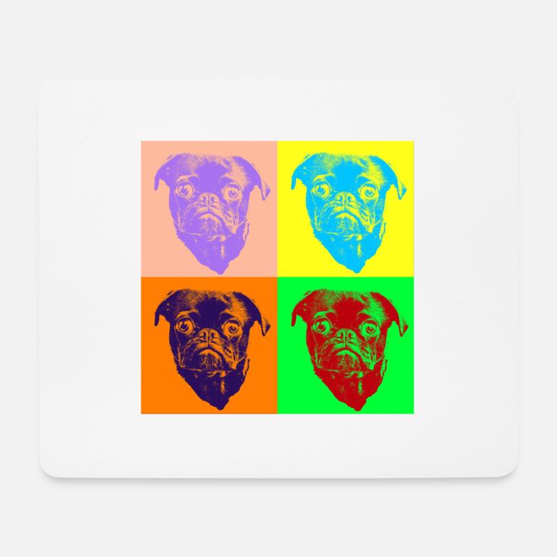 Pop Art Style Süßer Mops Hundekopf - Geschenkidee - Mousepad (Querformat) - Weiß