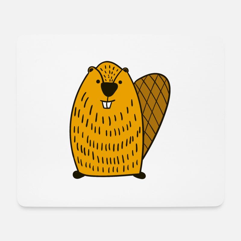 Beaver funny Illustration Gift Men Women - Mousepad (Querformat) - Weiß