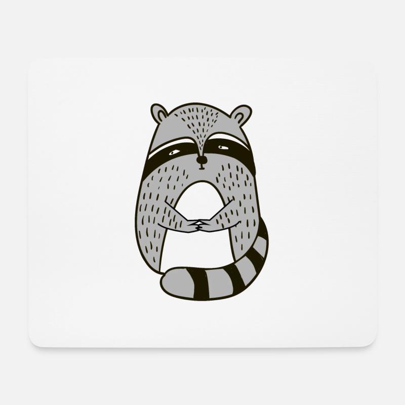 Sweet racoon Illustration Comic Gift - Mousepad (Querformat) - Weiß