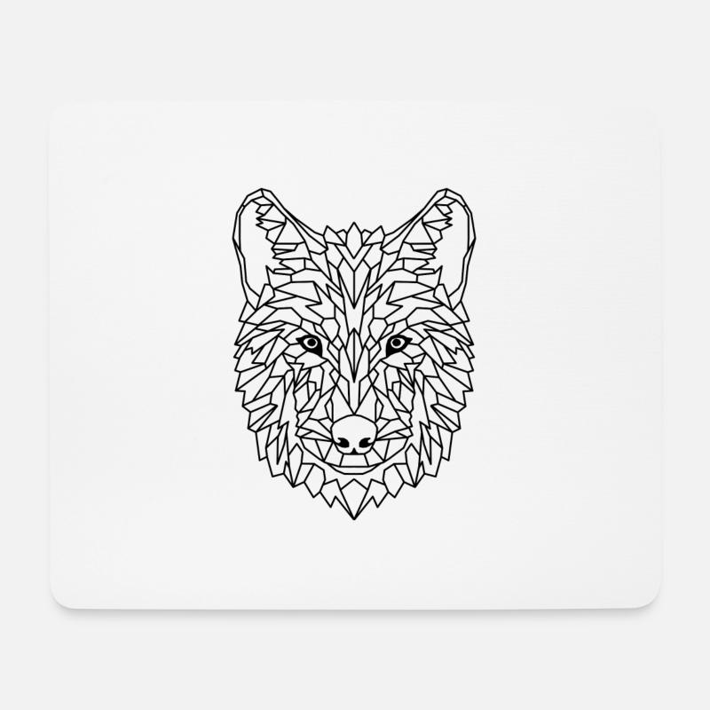 Wolf geometrisch - Mousepad (Querformat) - Weiß