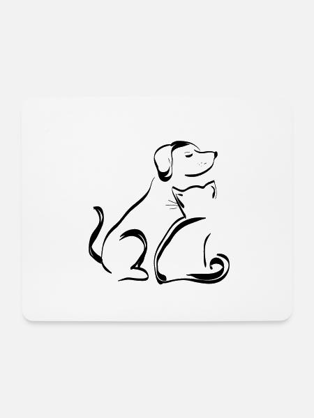 Hund & Katze - Mousepad (Querformat) - Weiß